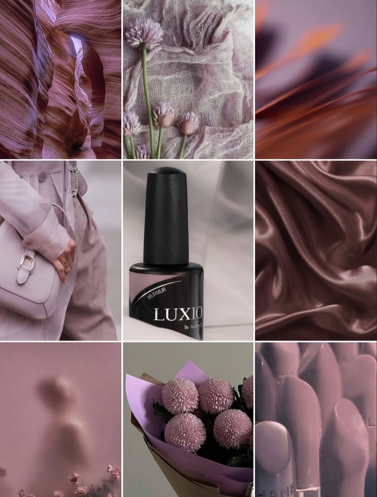 Moodboard Luxio nei toni del rosa e del malva
